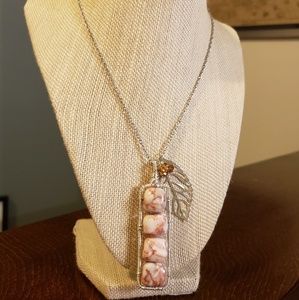 Artisan Red Marble Wire Wrapped Pendant Necklace